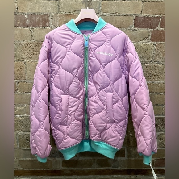 Khrisjoy NWT Quilted Bomber Jacket in Mauve Sz 0 (S) - Picture 3 of 8